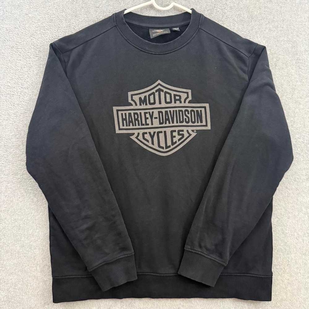 Harley-Davidson Genuine Motorclothes Men's Large Black Logo Crewneck Sweatshirt